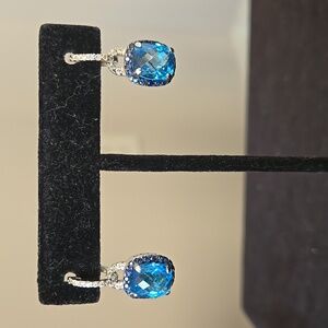 Mark Raico 18kt Blue Topaz, Sapphire And Diamond Earrings